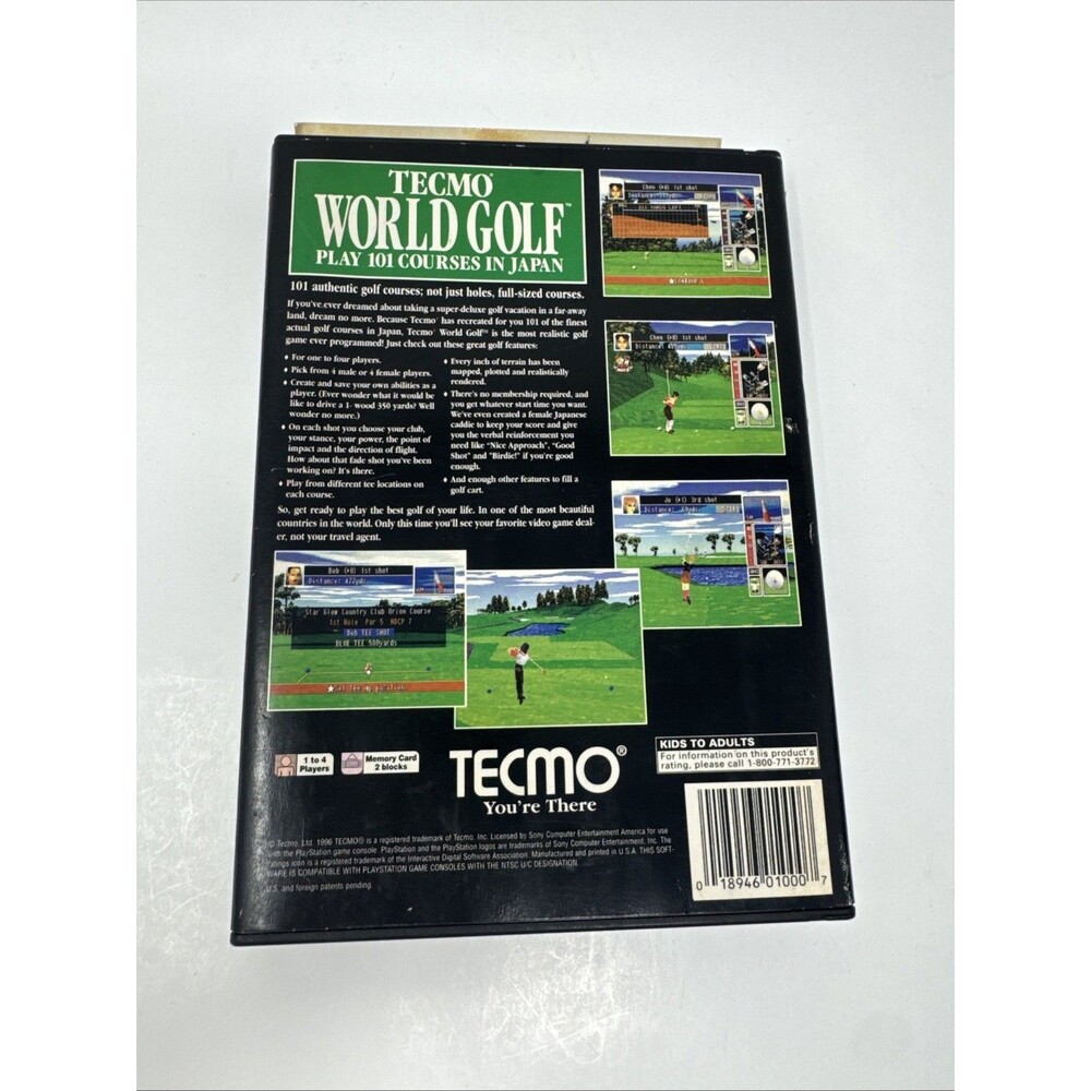 PS1 PLAYSTATION 1 TECMO WORLD GOLF GAME LONGBOX LONG BOX 101 COURSE COMPLETE CIB - Picture 2 of 4